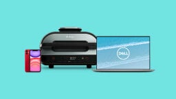 Laptop, phone and air fryer