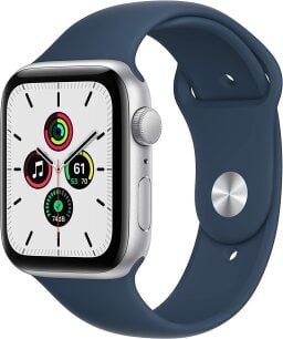 silver and navy apple watch SE