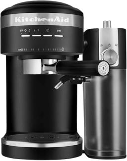 kitchenaid espresso maker and milk frother in black