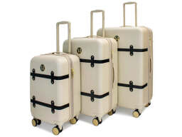 Grace Three Piece Luggage Set beige on a white background.