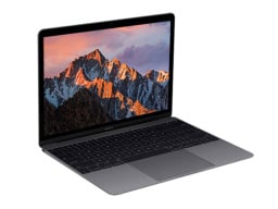 2017 refurbished macbook open and facing the right