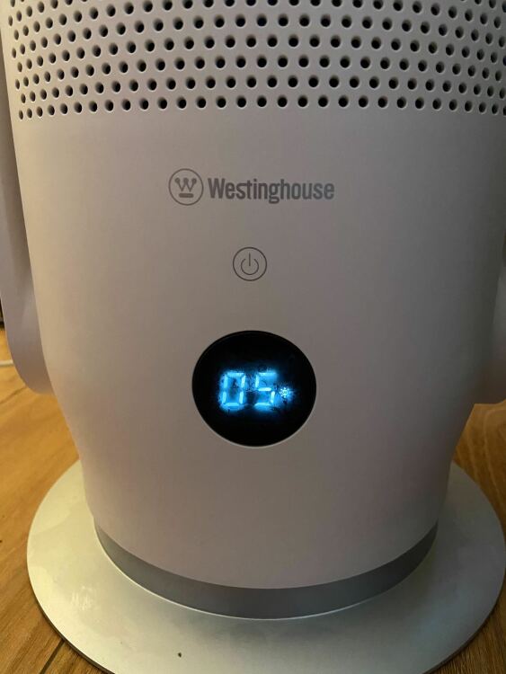 westinghouse LED screen reading "05" with small UV sun symbol