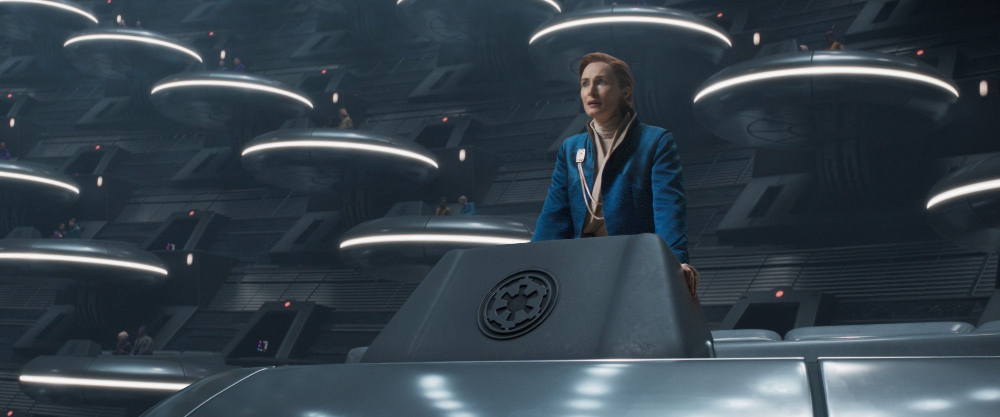 Mon Mothma addresses the Galactic Senate.