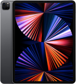 apple ipad pro in space gray with purple and red design on display