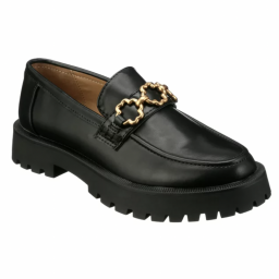 Product image of black loafer with gold chain