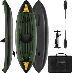 Green one person inflatable kayak