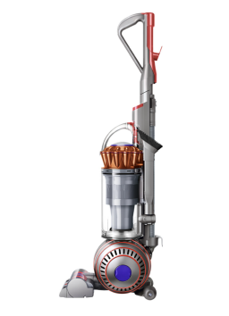 Orange and silver Dyson upright vacuum