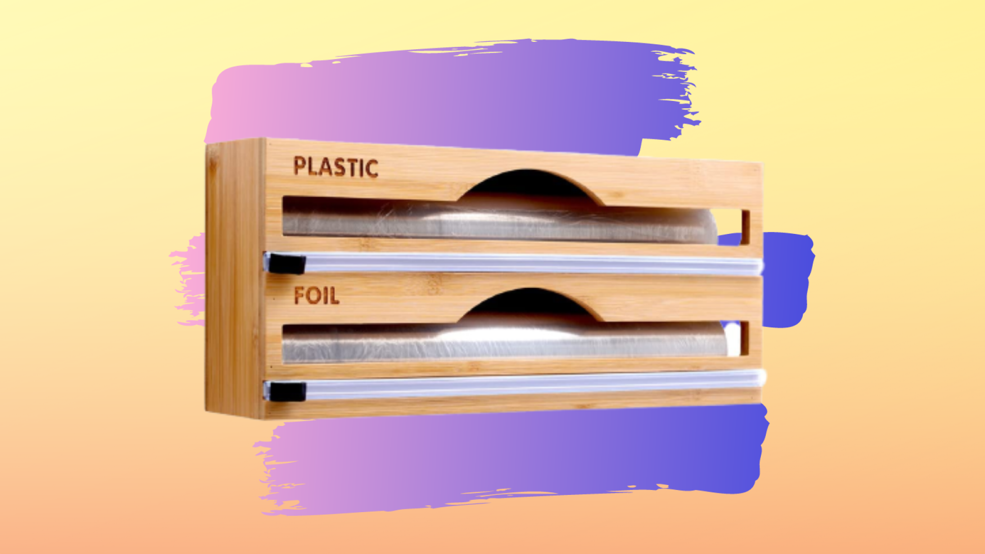 wooden plastic wrap and tin foil dispenser