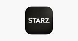 Starz app logo with black background and white font