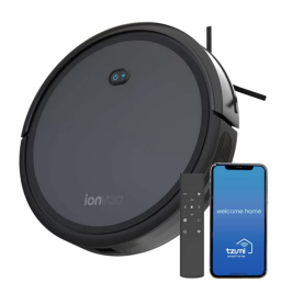 Ionvac robot vacuum and smartphone on Tzumi screen