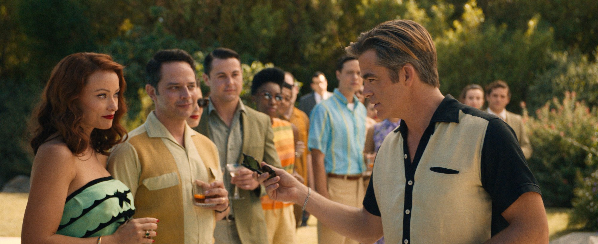 Chris Pine lectures in "Don't Worry Darling."