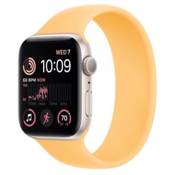 silver and yellow apple watch SE