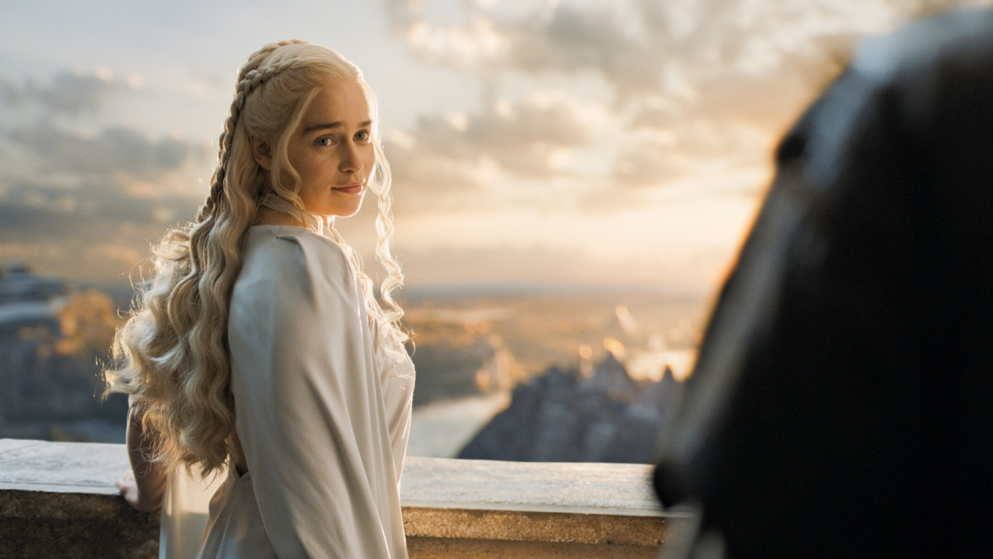 Emilia Clarke as Daenerys Targaryen.