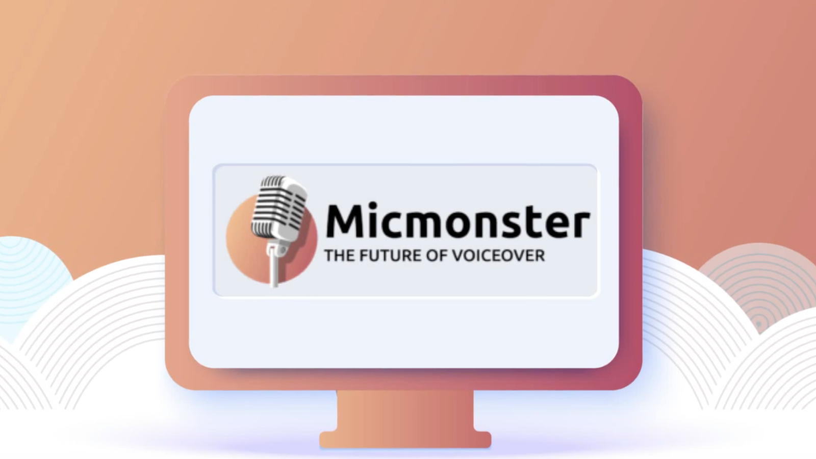 micmonster logo on illustrated screen with clouds in background