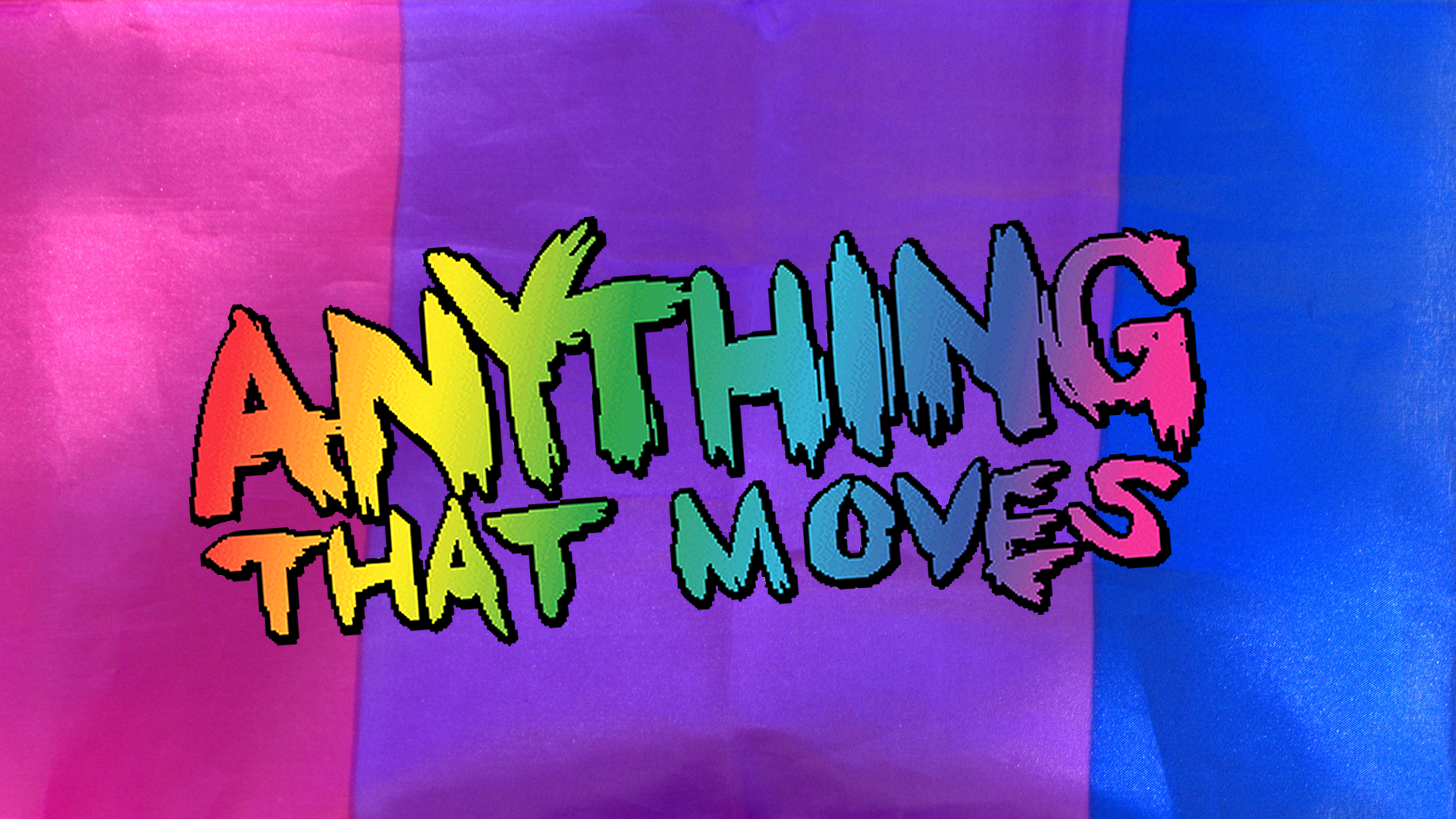 anything that moves rainbow logo superimposed on bisexual pride flag