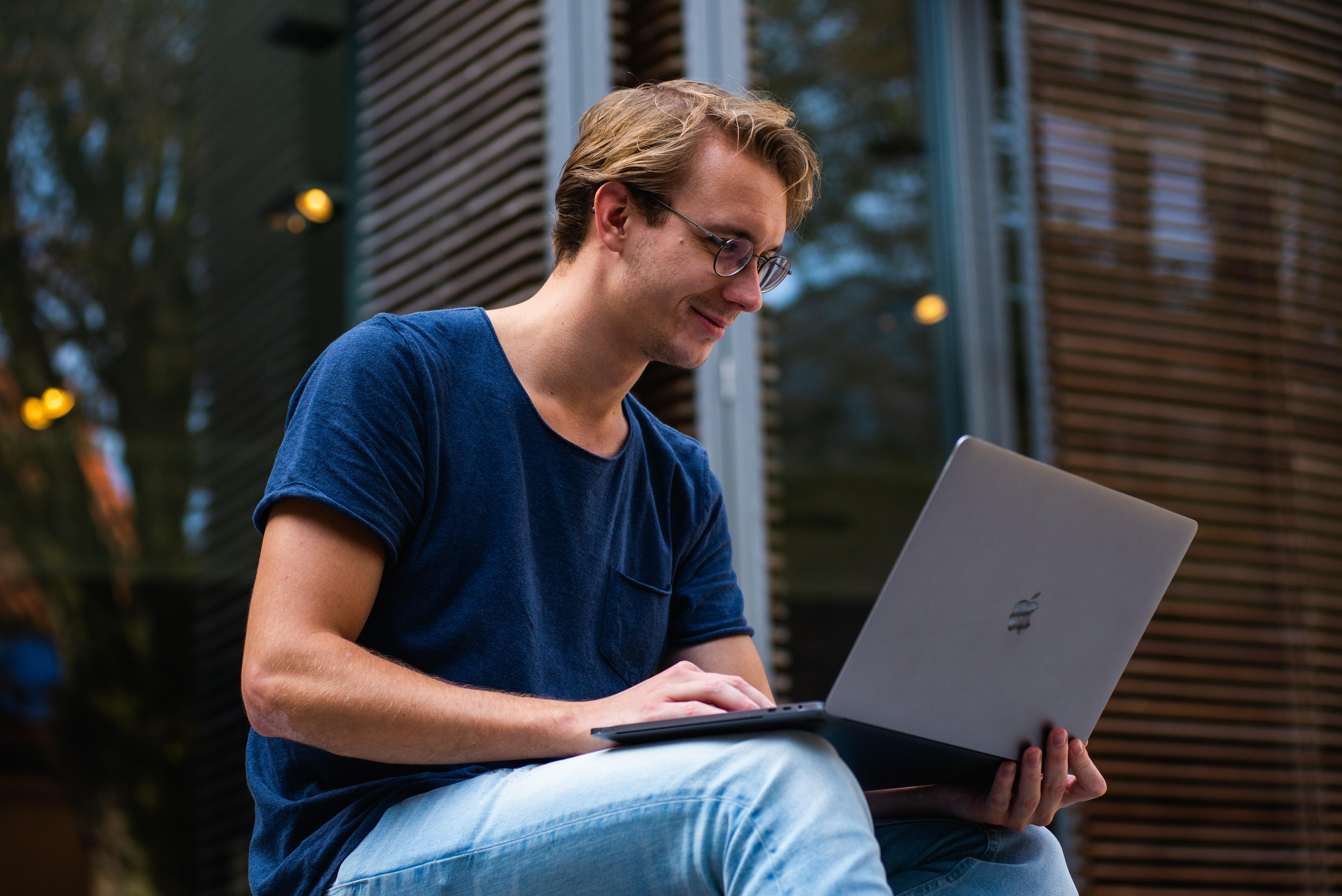 Man looking at laptop