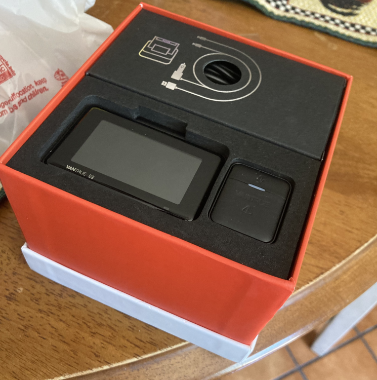 black dash cam in its box