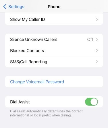 Menu showing where to turn on or off "Silence Unknown Callers"