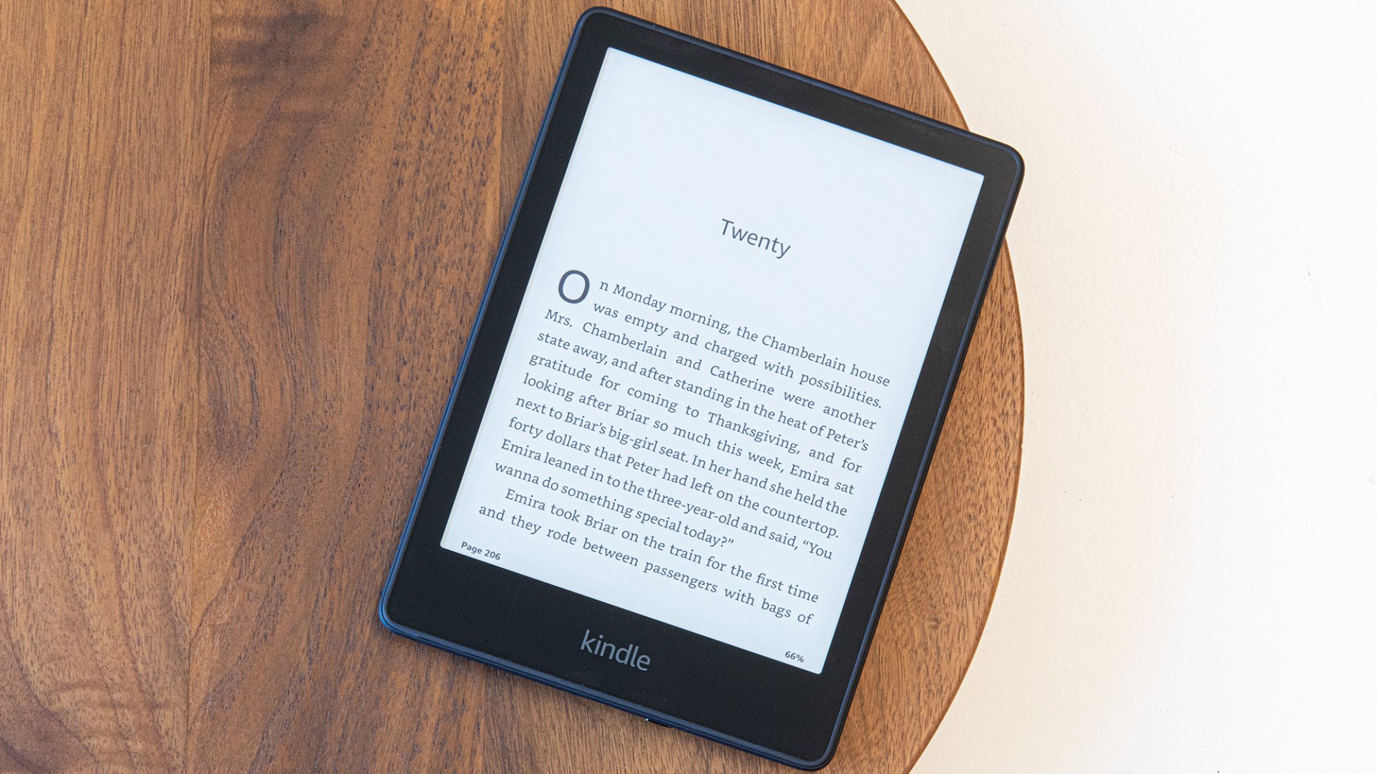 kindle with text onscreen