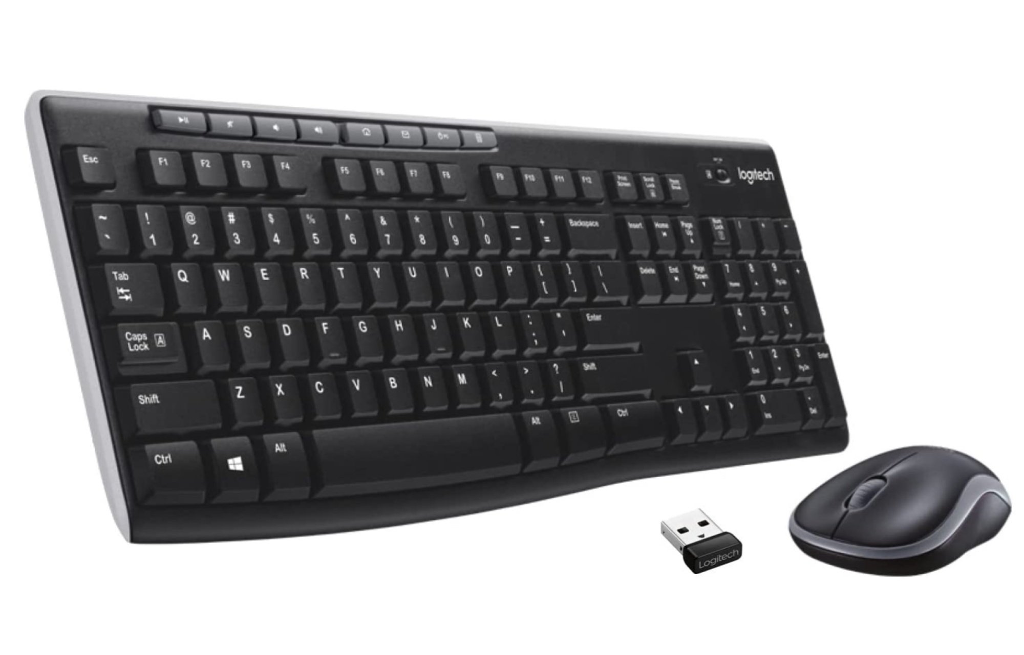 Logitech MK270 Wireless Keyboard And Mouse Combo on a white background.