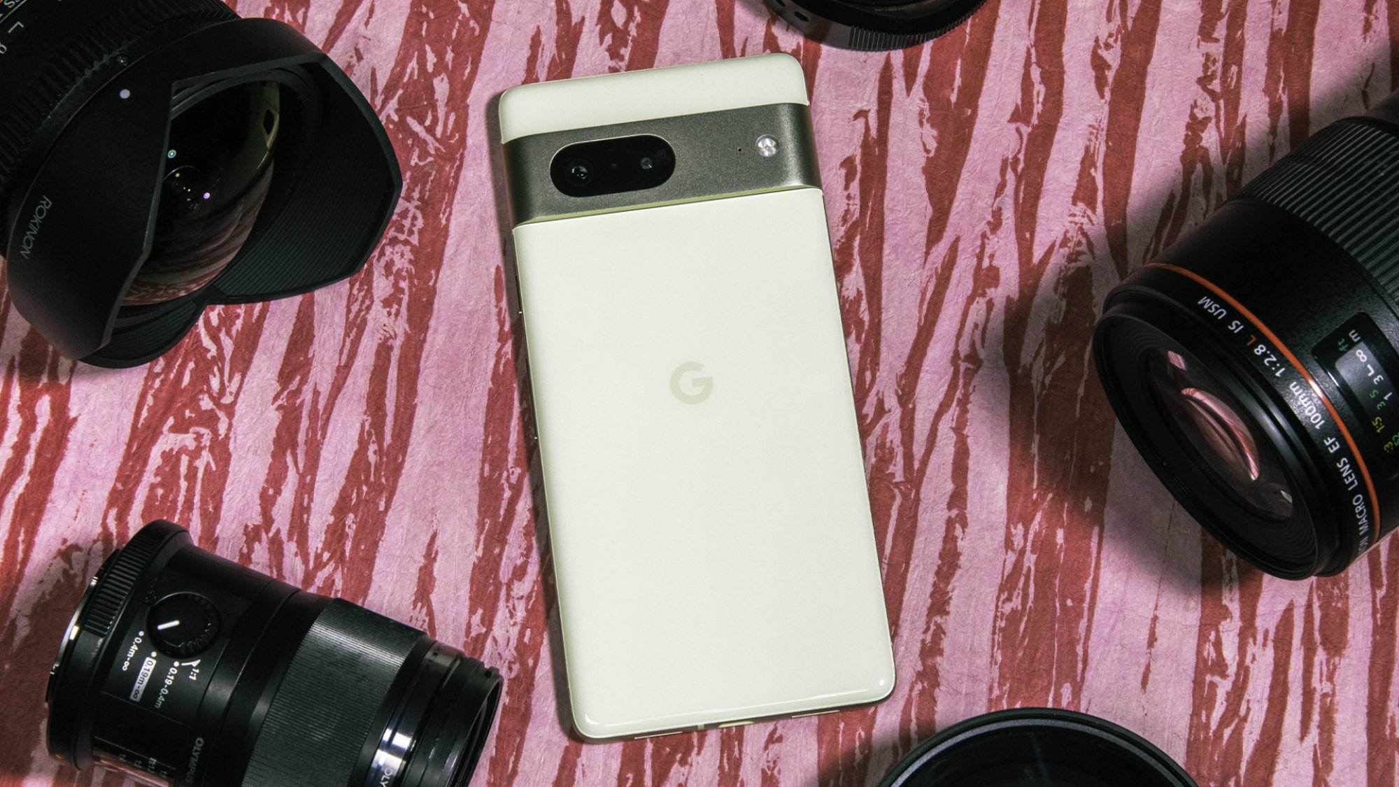 Pixel 7 surrounded by lenses