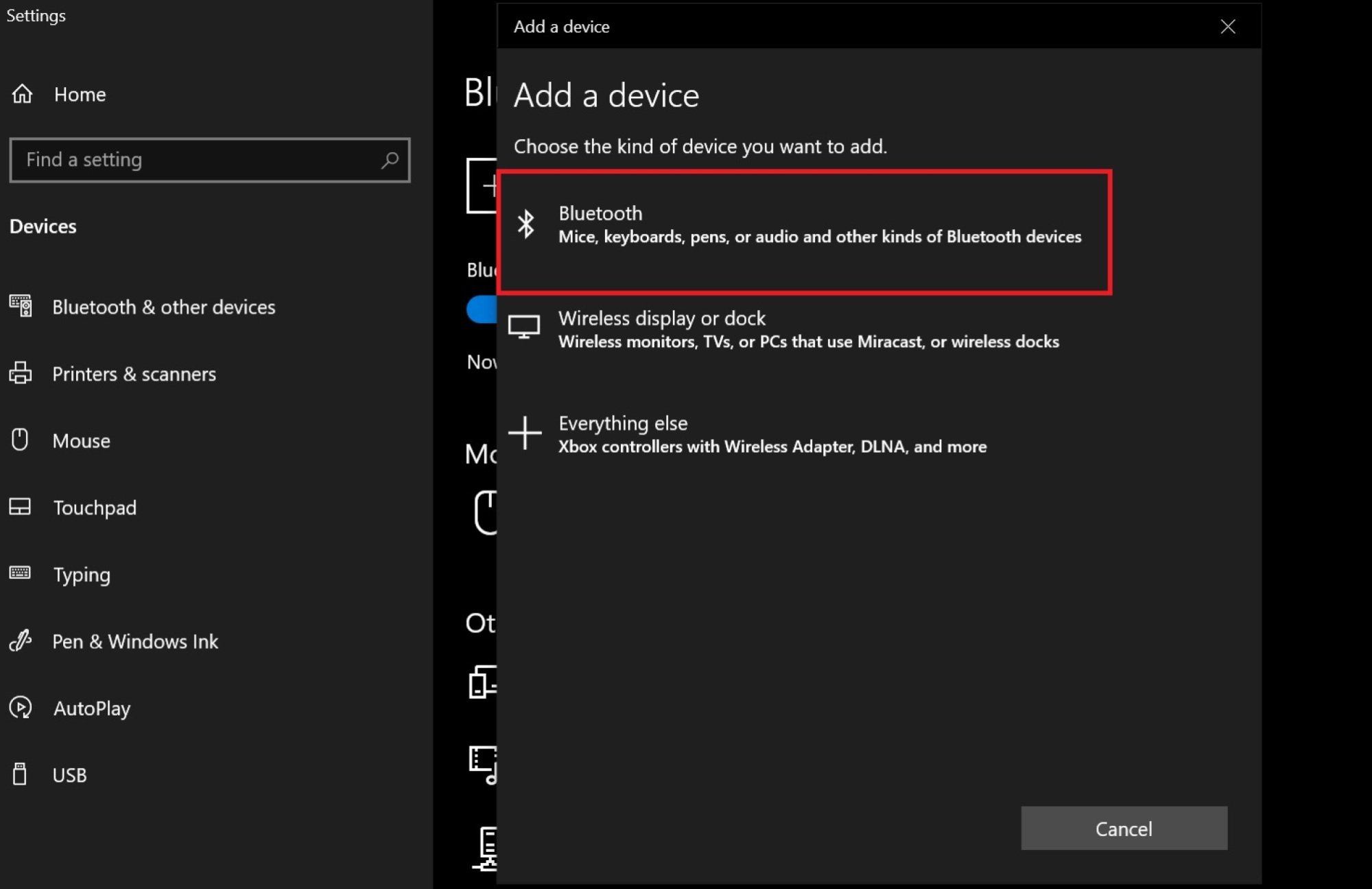 Add a device settings on a Windows PC