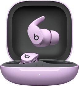 beats fit pro earbuds in purple with case