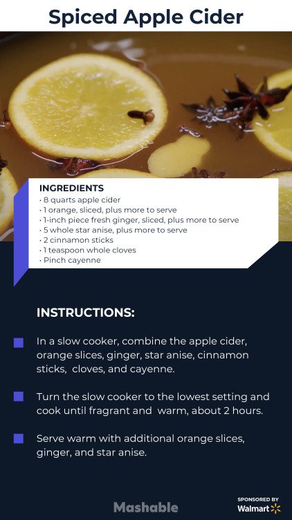 Recipe card information for the Spiced Apple Cider