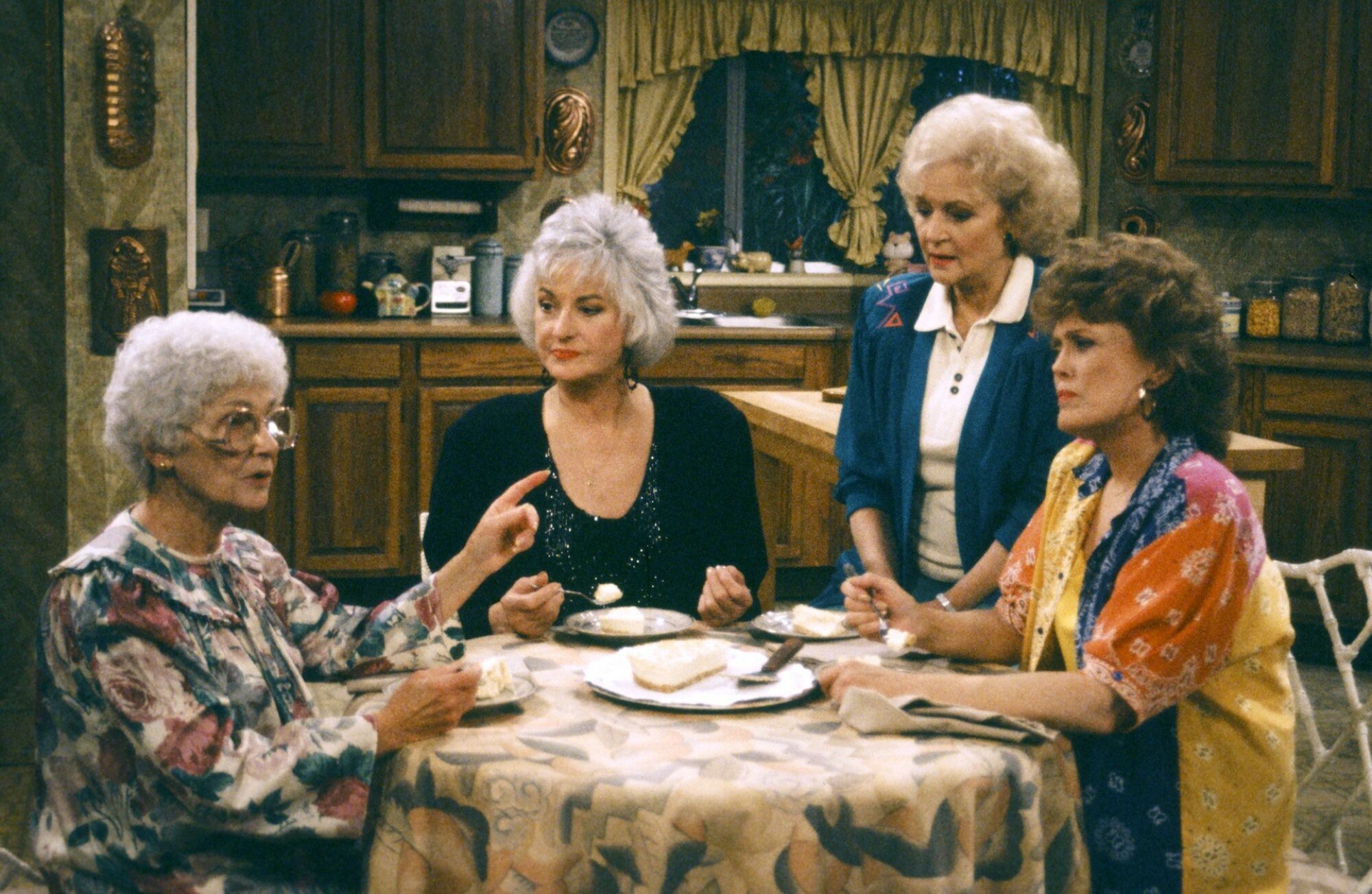 Estelle Getty, Bea Arthur, Betty White, and Rue McClanahan in "The Golden Girls" 