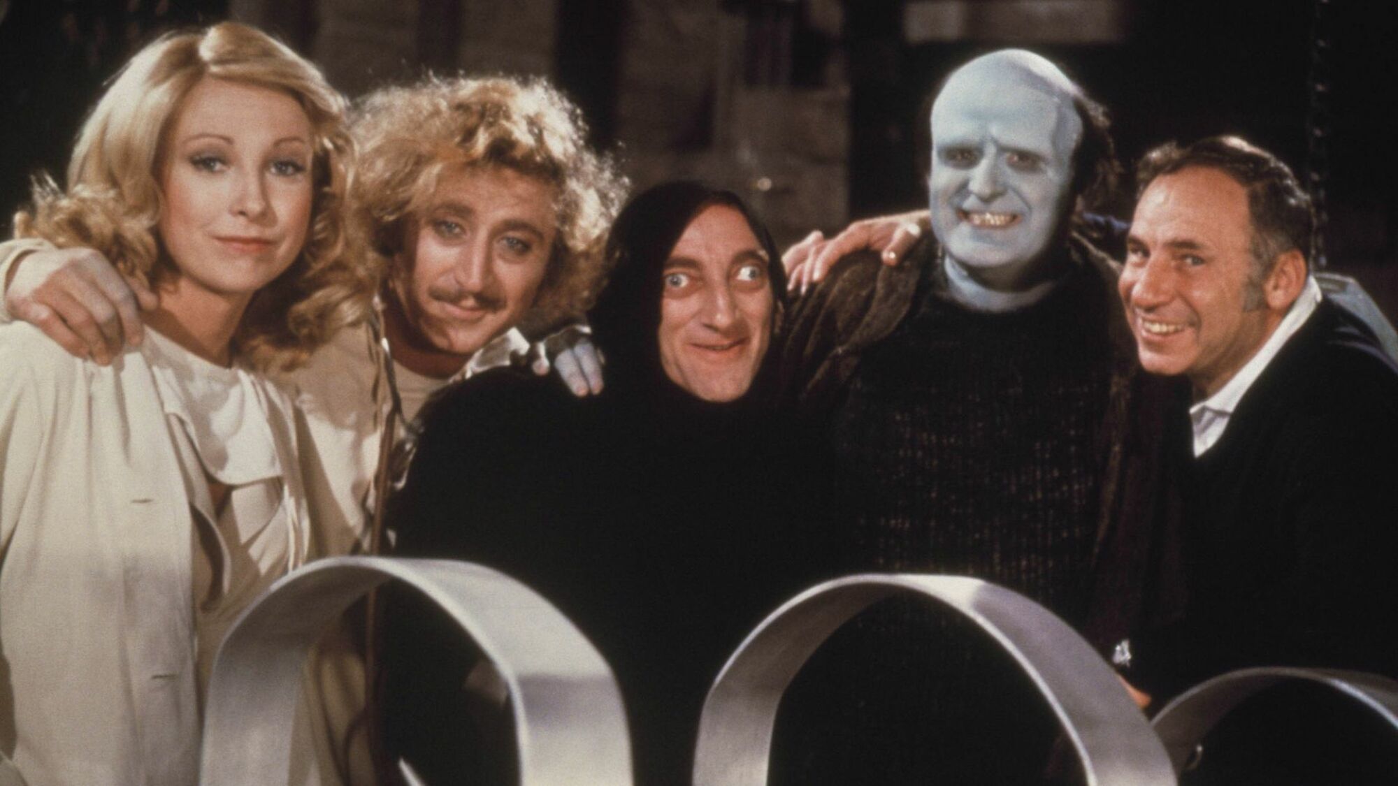 Teri Garr, Gene Wilder, Marty Feldman, Peter Boyle, and Mel Brooks in "Young Frankenstein"