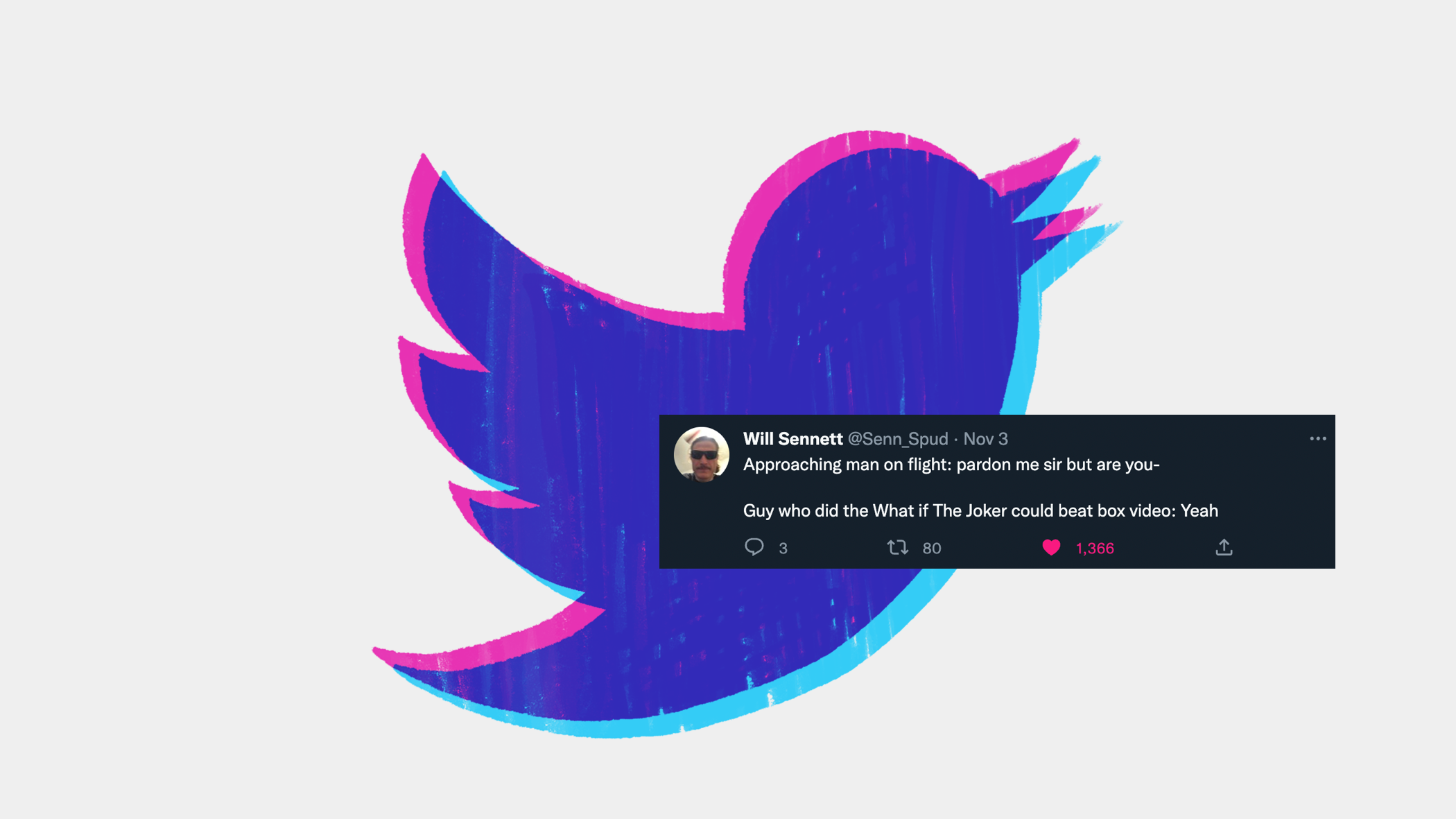 illustration of twitter with screenshot of tweet