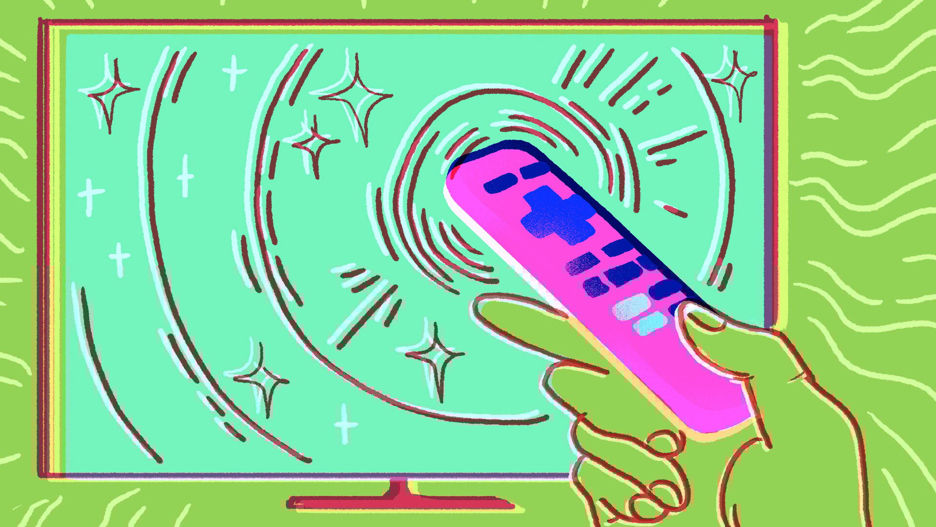 remote pointed at a TV