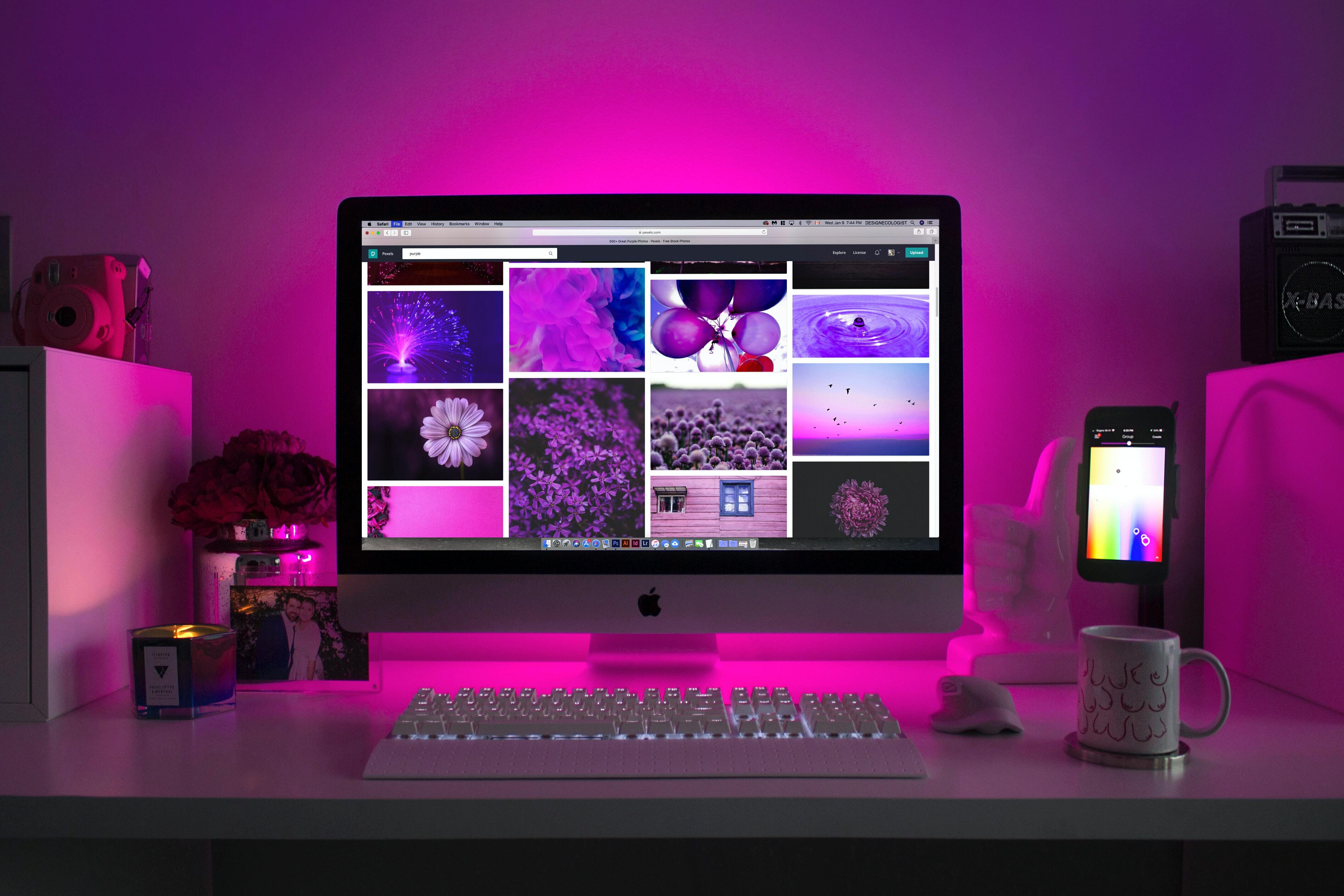 Mac backlit in purple