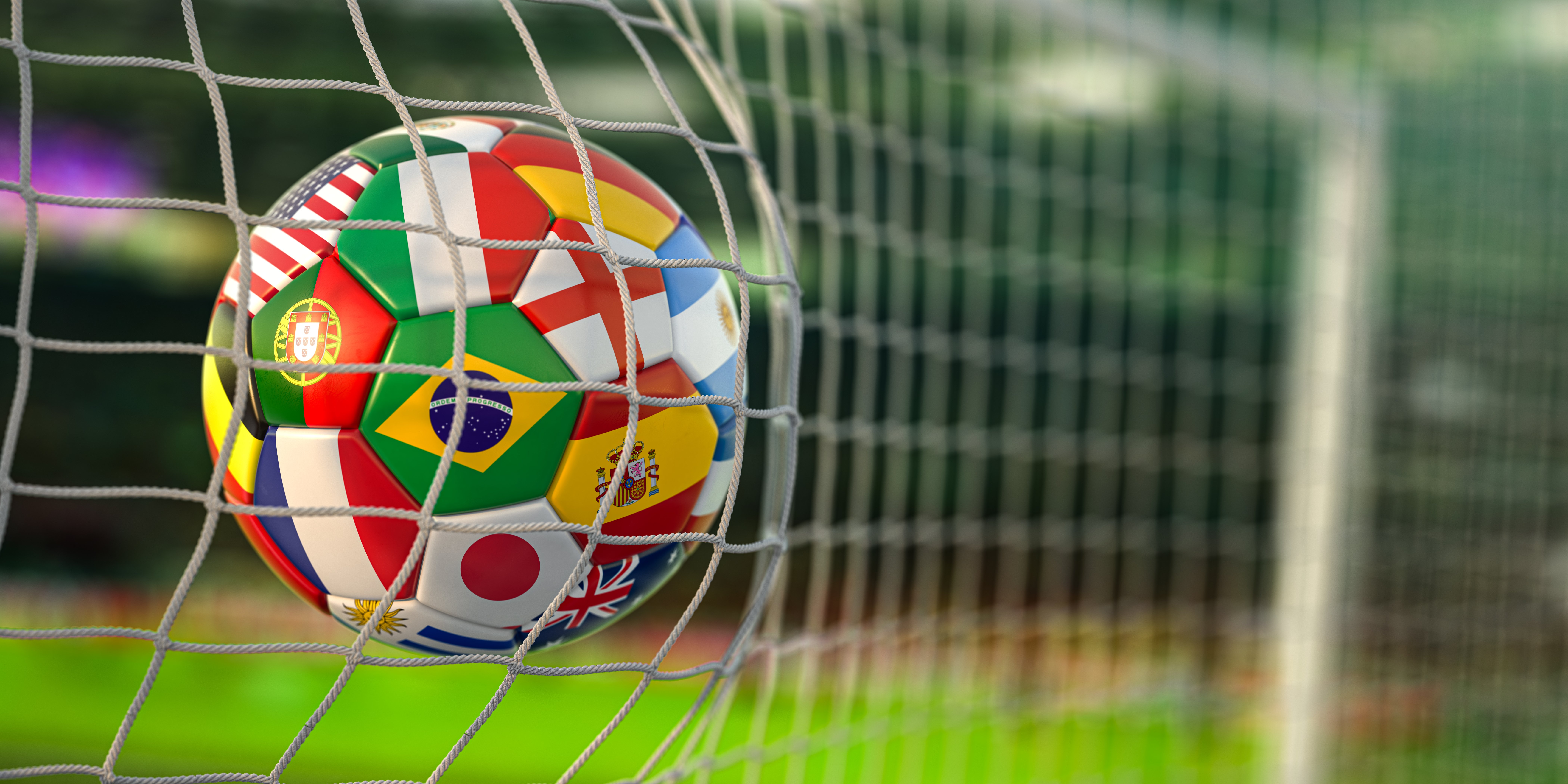 Soccer ball in a goal.