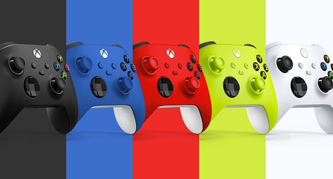 Xbox controllers in different colours