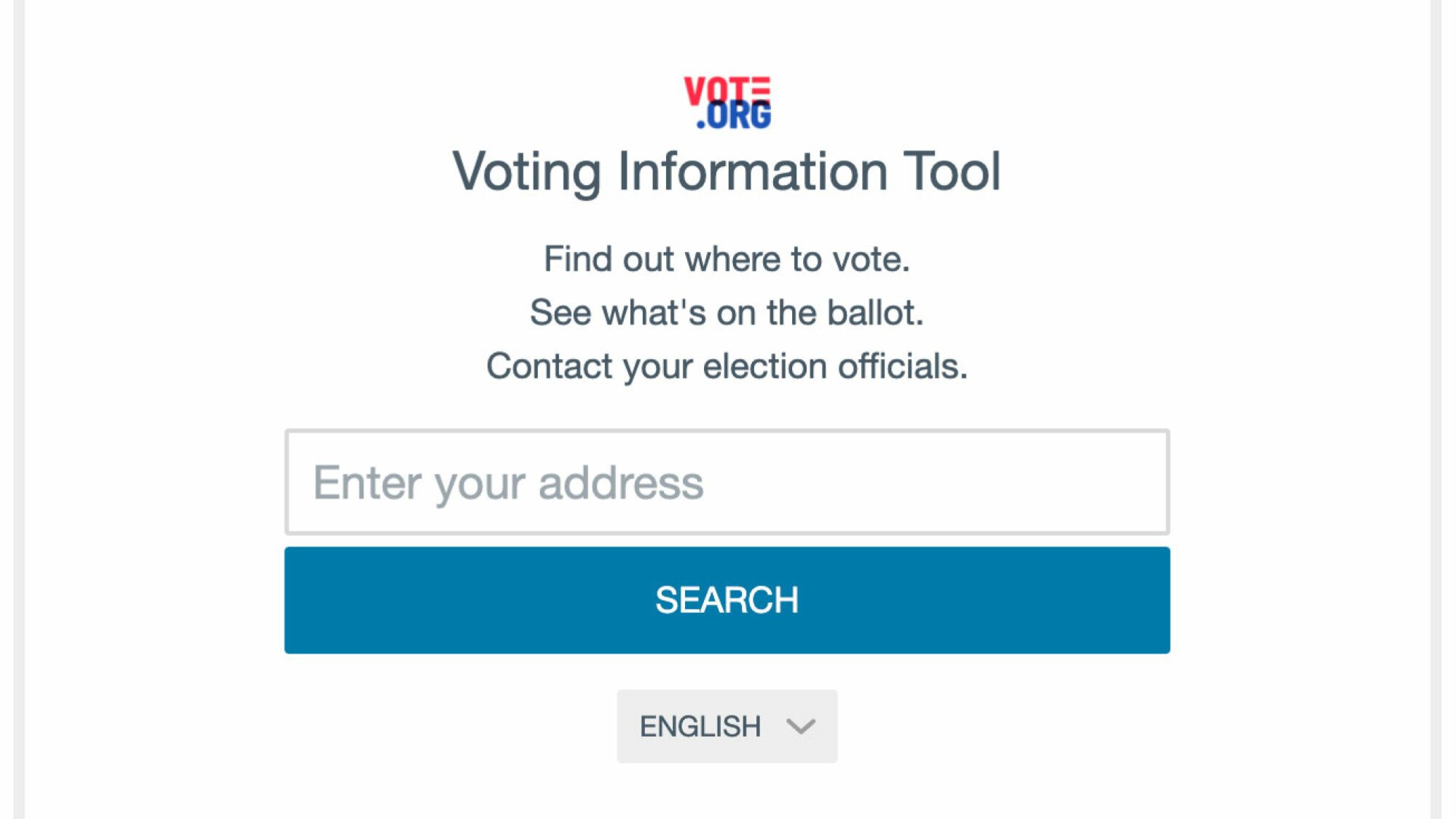 A text image shows a box reading "voting information tool" with an area to input an address.