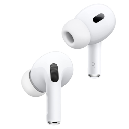 AirPods Pro (2nd generation) outside of charging case on white background