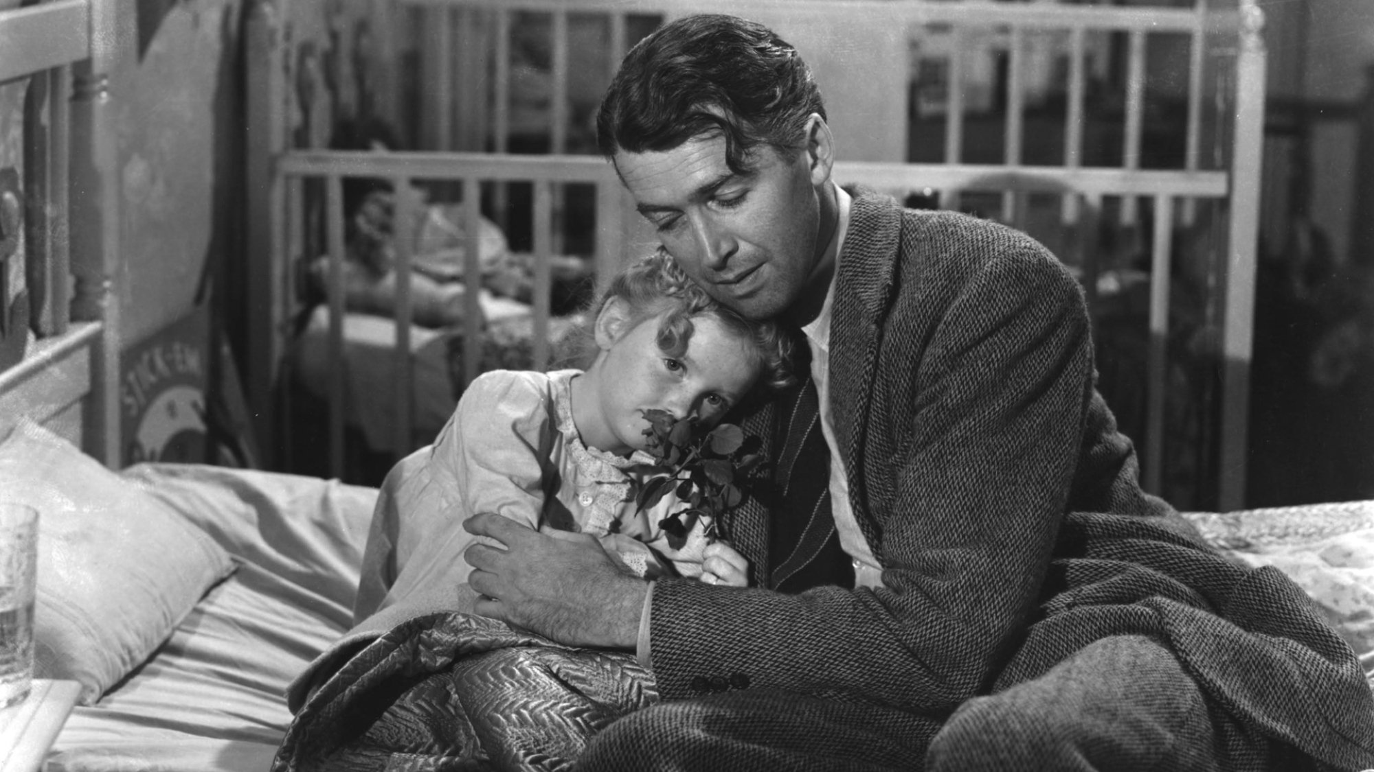 Karolyn Grimes and James Stewart in "It's a Wonderful Life"
