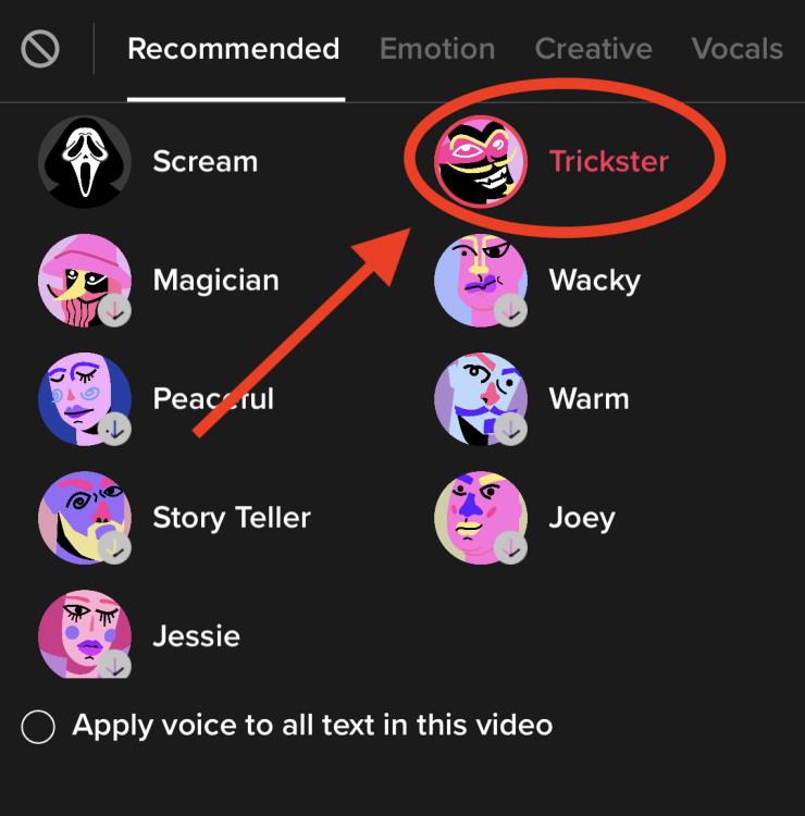 circled trickster icon in tiktok