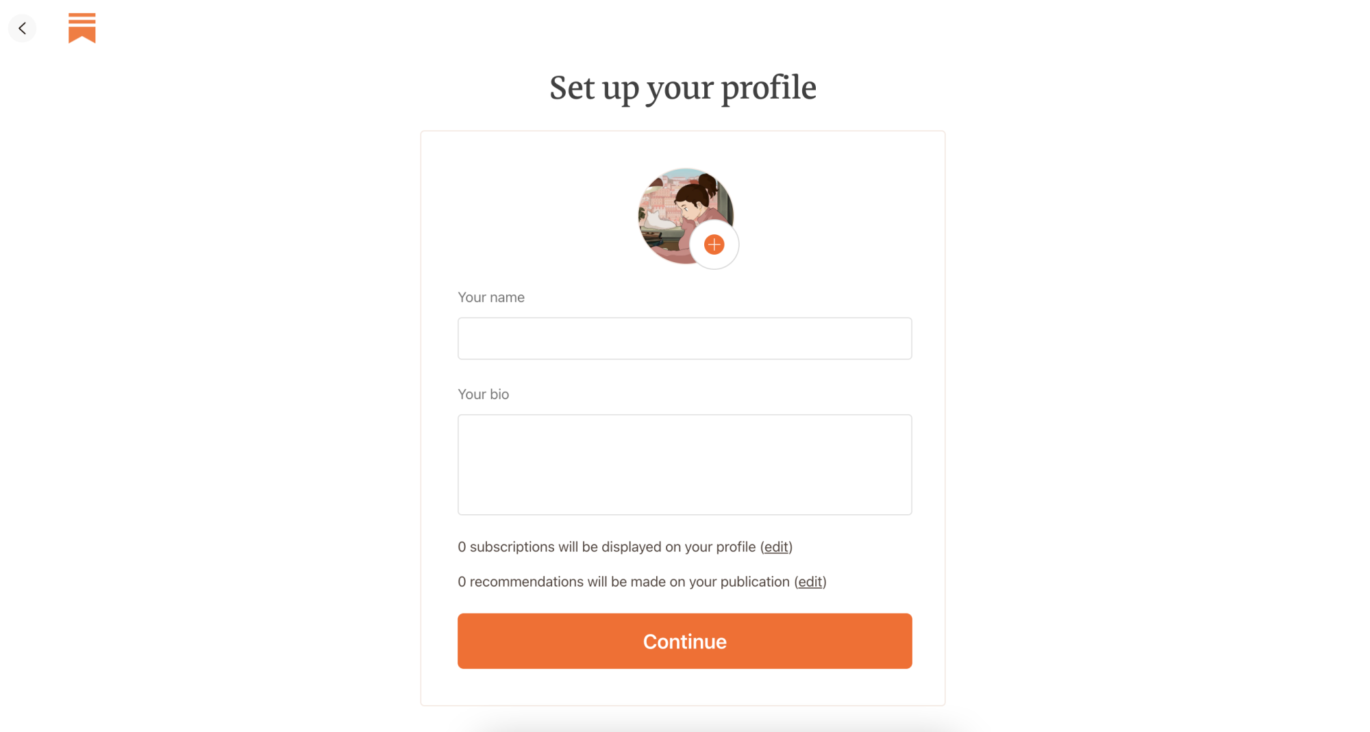 A screenshot of the sign up process.