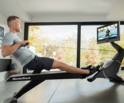 man on a NordicTrack RW900 Rower