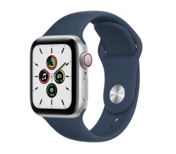 Apple Watch SE with dark blue band