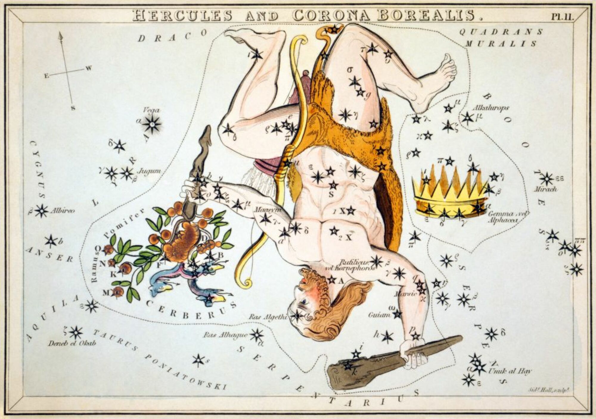 A historical illustration depicting constellation Corona Borealis