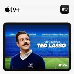 apple tv+ logo with ted lasso on ipad