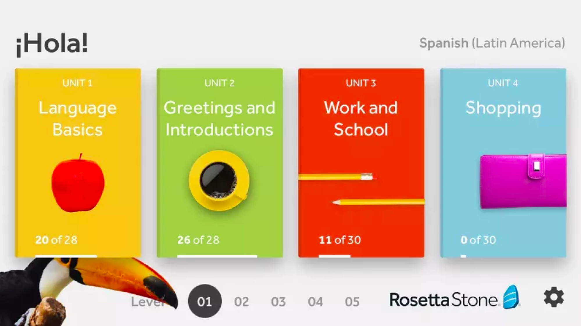 screenshots of the rosetta stone app