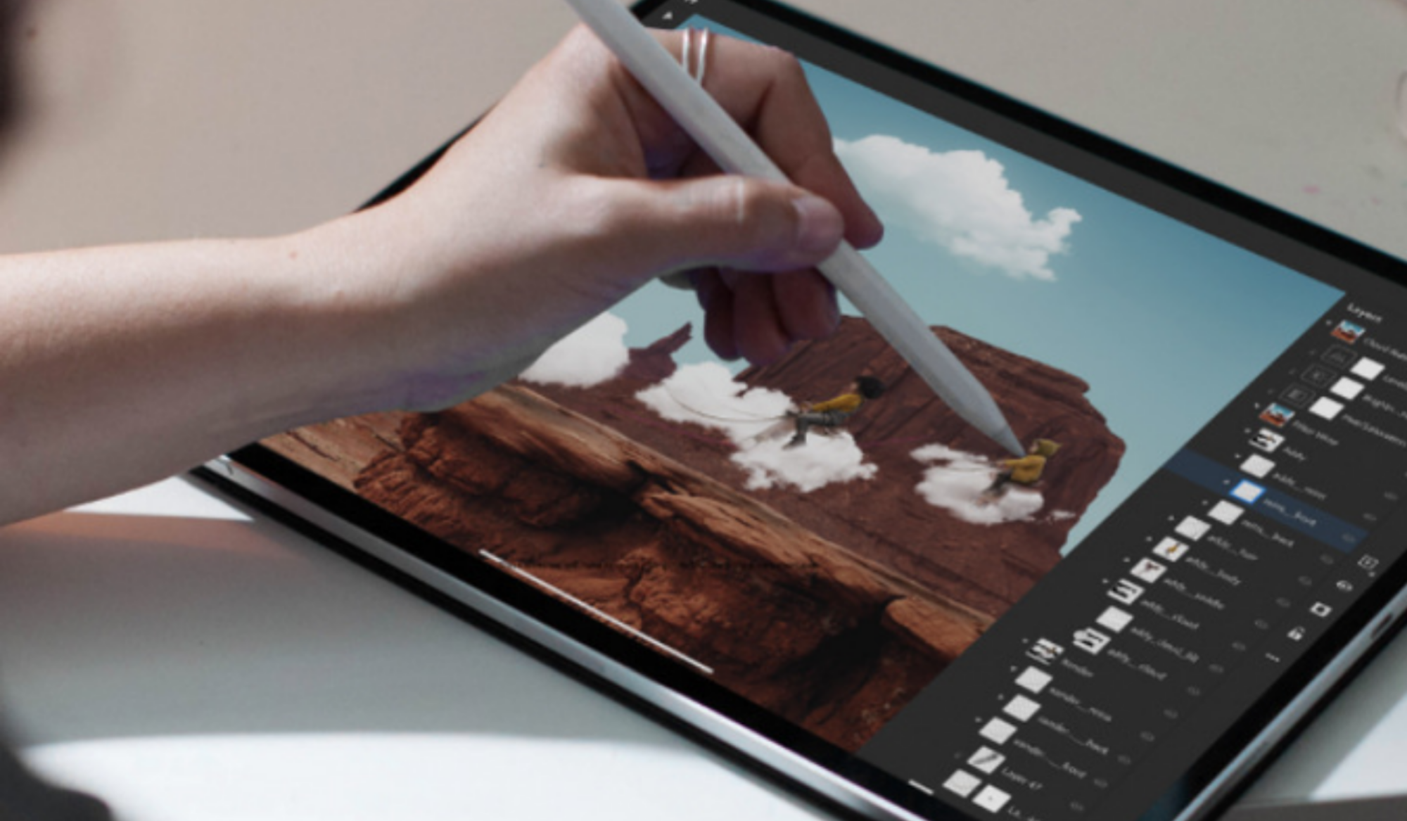 someone drawing on a tablet