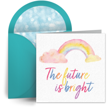 a gift card with a rainbow on it