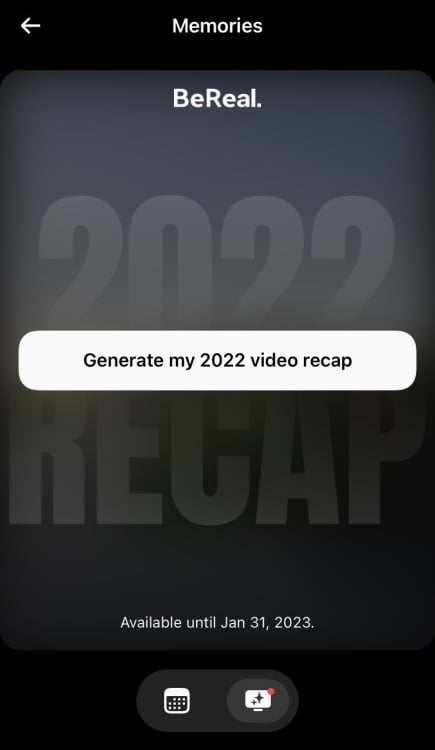 The 2022 Recap screen of BeReal.