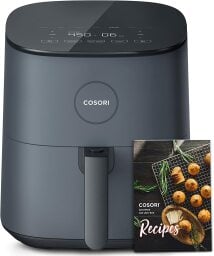 gray cosori air fryer with recipe book