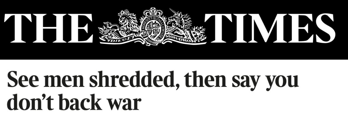 British Headline Propagating Fabricated Claim of Iraqi Human Shredder to Justify War
